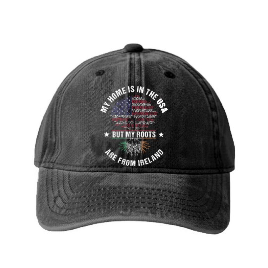 Ireland American Country Heritage Flags Washed Denim Baseball Caps