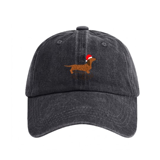 Through The Snow Christmas Dog Lover Dachshund Own Washed Denim Baseball Caps