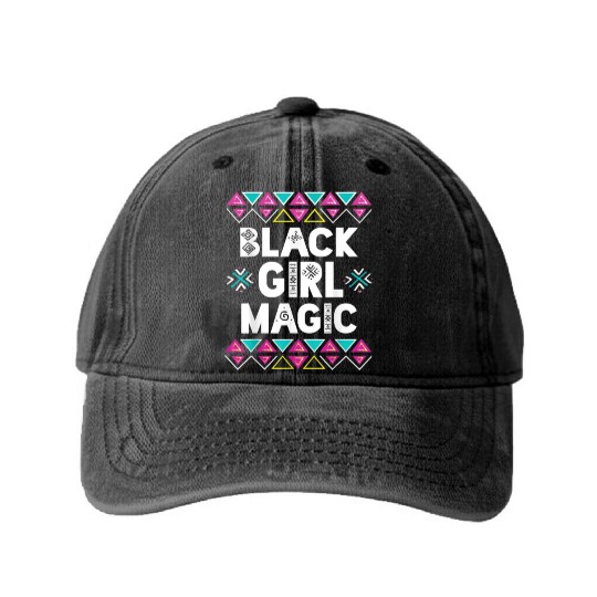 Black Girl Magic Melanin Pride Washed Denim Baseball Caps