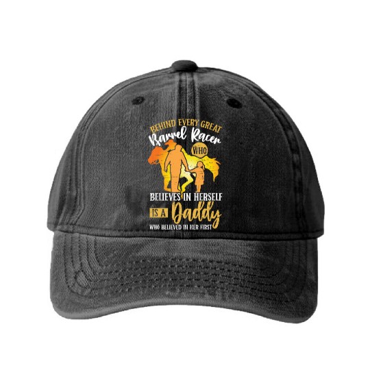 Barrel Racing Dad Rodeo Equestrian Horse Barrel Washed Denim Baseball Caps
