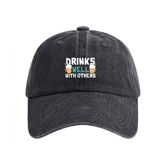 Drinks Well With Others Funny Beer St. Patrick's Washed Denim Baseball Caps