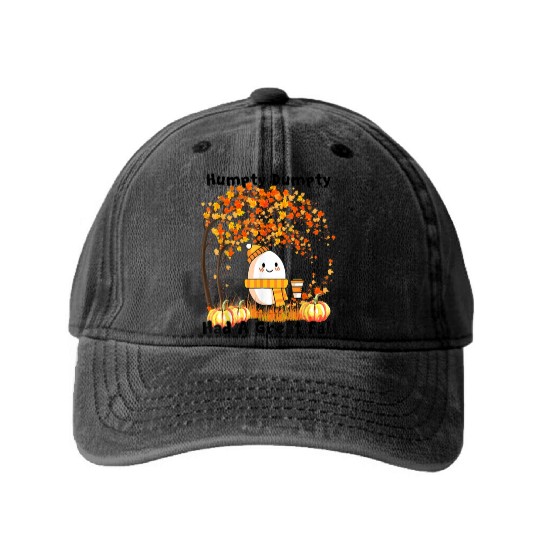 Humpty Dumpty Had A Great Fall Thanksgiving Autumn Washed Denim Baseball Caps