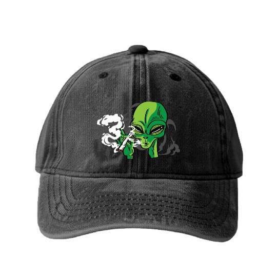 Alien Smoking Gangster Gift Washed Denim Baseball Caps