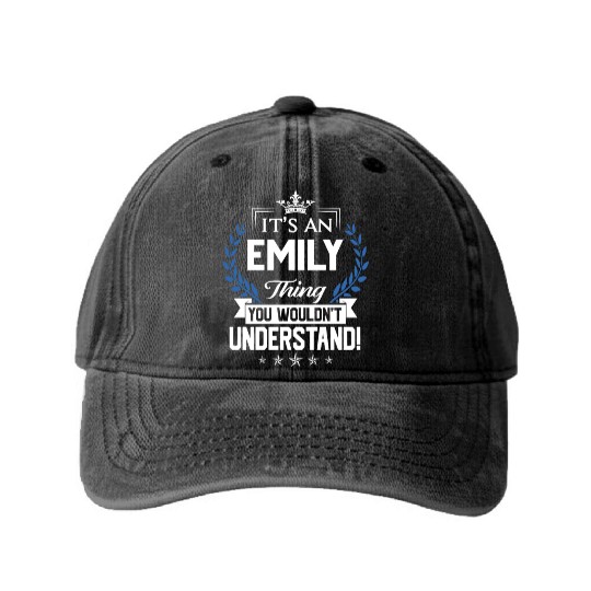 Emily Name Washed Denim Baseball Caps - Emily Things Name 2 Gift Item