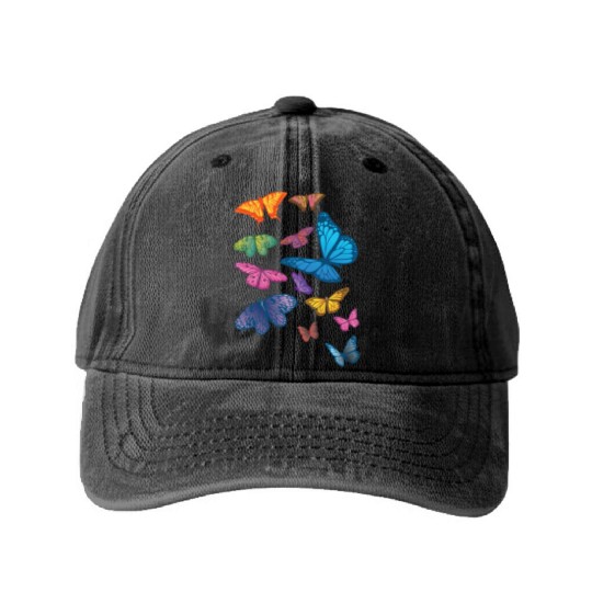 Colourful Butterflies Gardening Womens Butterfly Washed Denim Baseball Caps