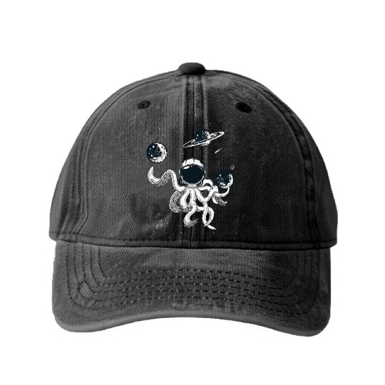 Octopus in Helmet Washed Denim Baseball Caps