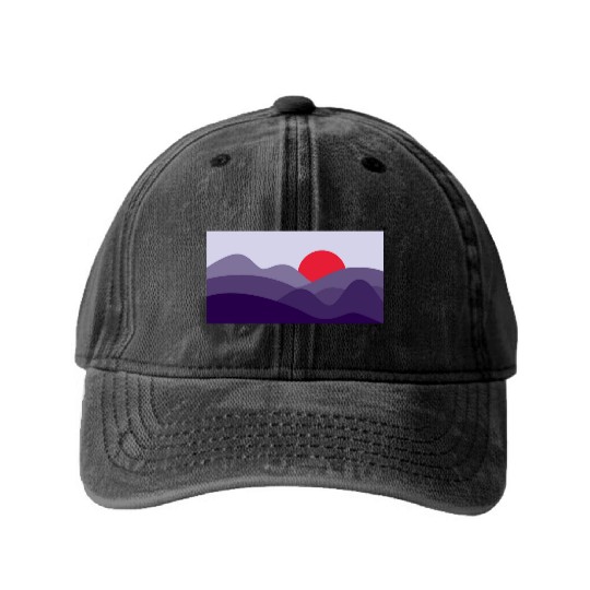Minimalist Sun Cyber Grape Purple Washed Denim Baseball Caps