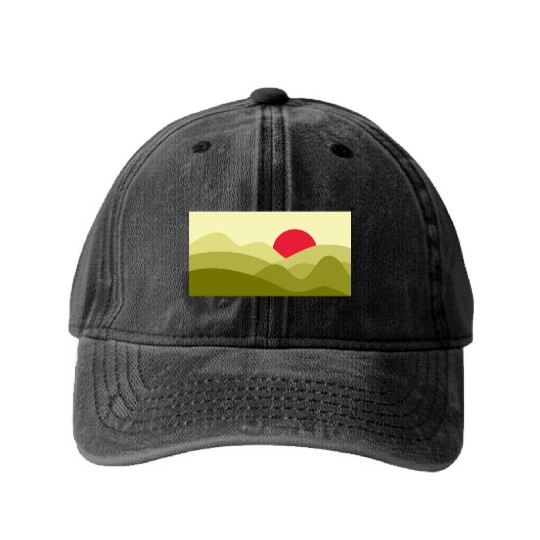 Minimalist Sun Lime Green Washed Denim Baseball Caps