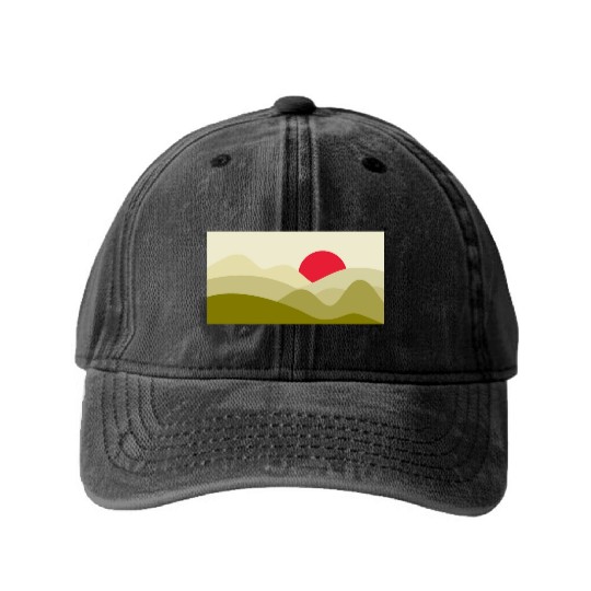 Minimalist Sun Olive Green Washed Denim Baseball Caps