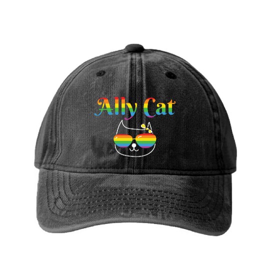 LBGT Flag Gay Pride Human Vintage Rainbow Washed Denim Baseball Caps