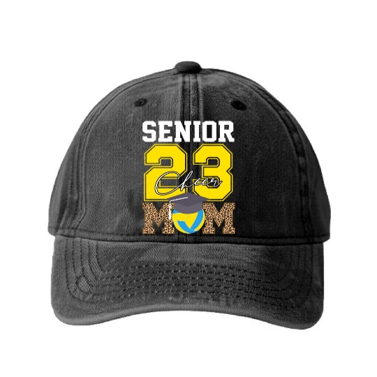 Cheer Mom Senior Class Of 2023 Volleyball Fan Gift Washed Denim Baseball Caps
