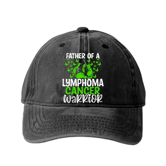 Lymphoma Cancer Awareness Dad Fathers Day Papa Washed Denim Baseball Caps
