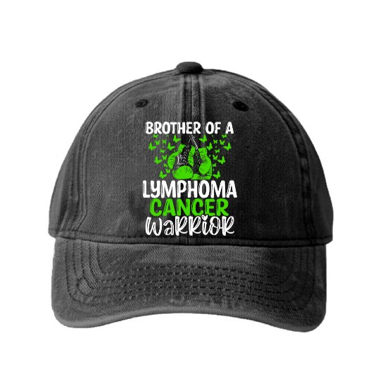 Lymphoma Cancer Awareness Brother Twins Sibling Washed Denim Baseball Caps
