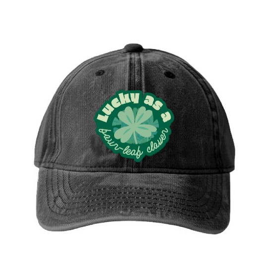 lucky as a four-leaf clover Washed Denim Baseball Caps