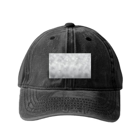 Grey Bokeh Christmas Snowflakes Washed Denim Baseball Caps