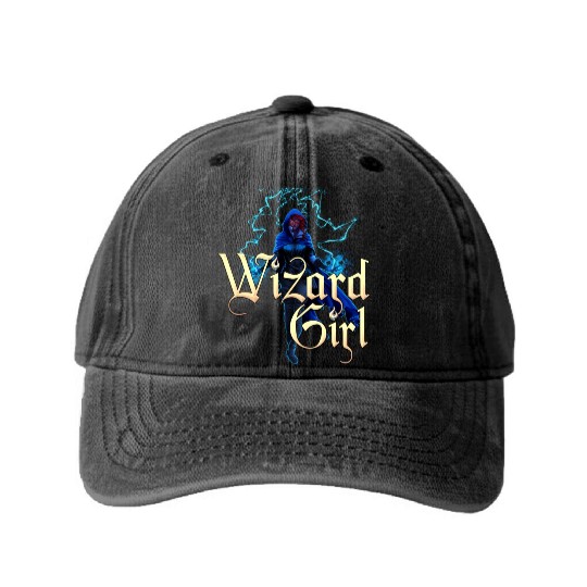 Wizard Girl Washed Denim Baseball Caps
