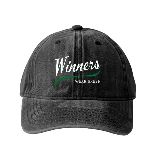 Winners Wear Green Washed Denim Baseball Caps