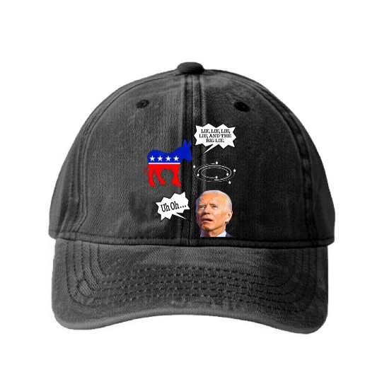 Biden Donkey pox lie lie lie lie and the big lie Washed Denim Baseball Caps