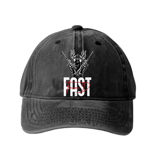 Fast Food Deer Hunting For Hunters Funny Deer Hunt Washed Denim Baseball Caps