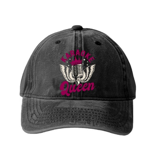 Queen Karaoke Bar, Party, Company Party, Women Washed Denim Baseball Caps