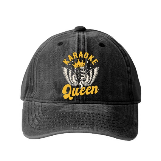 Queen Karaoke Bar, Party, Company Party, Women Washed Denim Baseball Caps