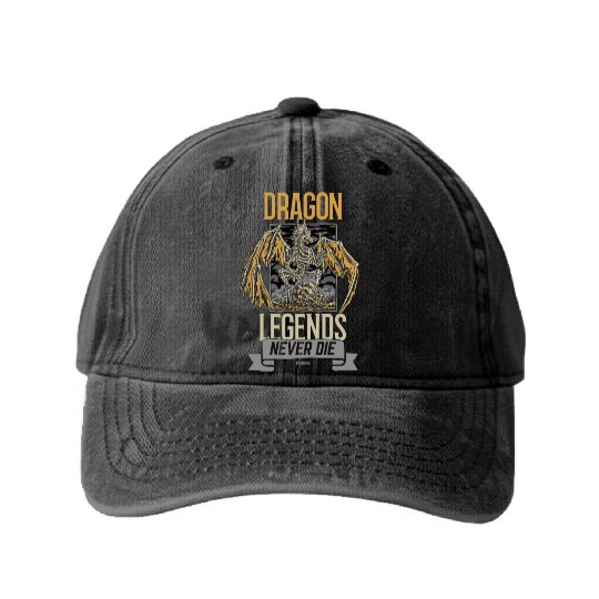 Dragon Legends Never Die Washed Denim Baseball Caps