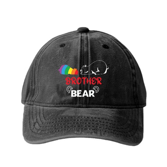 LBGT Flag Gay Pride Human Brother Bear Washed Denim Baseball Caps