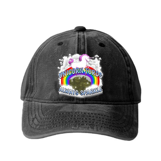 Unicorn Turds Always Sparkle Washed Denim Baseball Caps