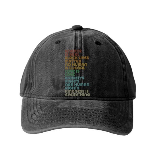 Vintage, Retro Science Is Real, Black Lives Matter Washed Denim Baseball Caps