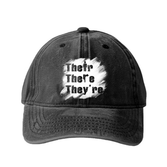 Their There They're English Teacher Grammar Washed Denim Baseball Caps