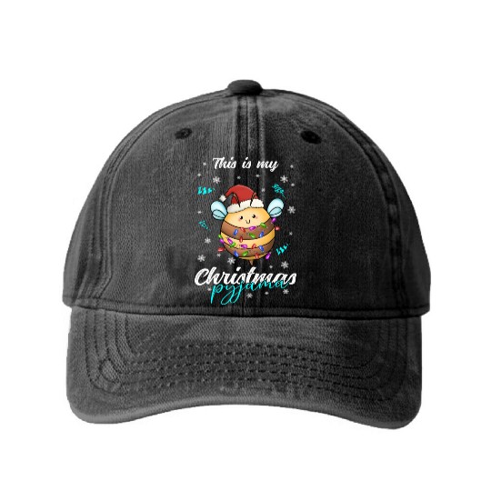 Winter Christmas Pyjama Bee Washed Denim Baseball Caps