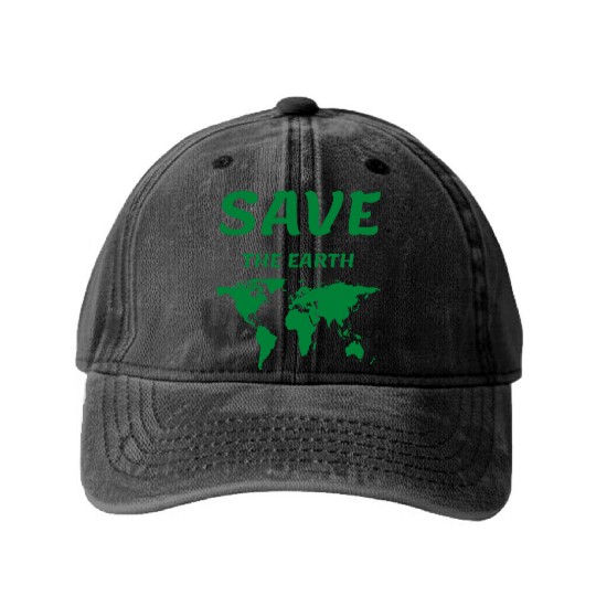 SAVE THE EARTH Washed Denim Baseball Caps