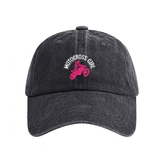 Dirtbike Girl Supercross Girl Off-road Enduro Moto Washed Denim Baseball Caps