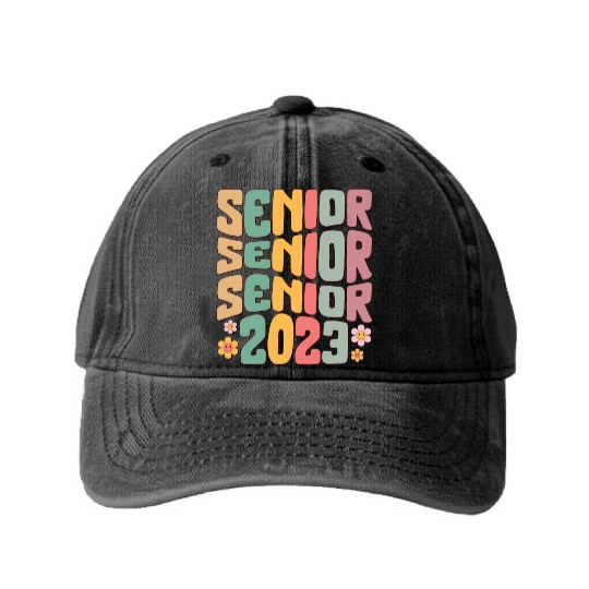 Graduation Washed Denim Baseball Caps, Senior Class Of 2023 Gift End