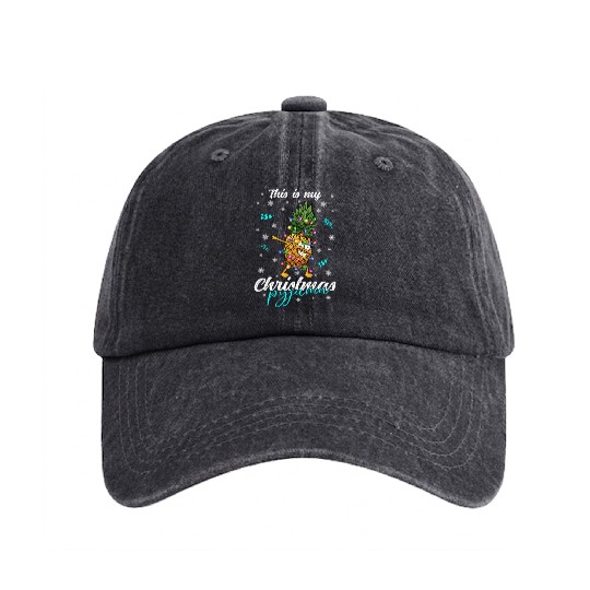 Winter Christmas Pyjama Pineapple Washed Denim Baseball Caps