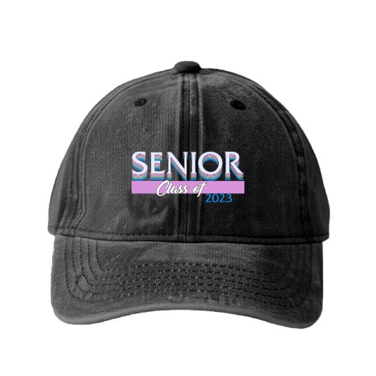 Graduation Washed Denim Baseball Caps, Senior Class Of 2023 Gift End