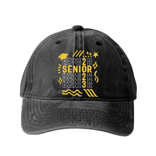 Graduation Washed Denim Baseball Caps, Senior Class Of 2023 Gift End