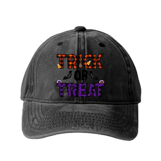 Trick Or Treat Washed Denim Baseball Caps