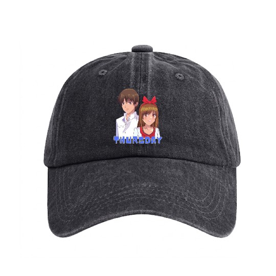 Anime Boy and Girl Day of The Week Thursday Washed Denim Baseball Caps