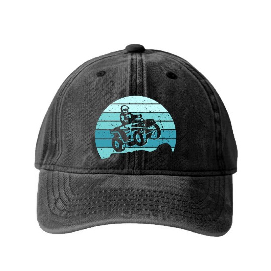 Quad Biker Motocross Offroad 4 wheeler ATV Washed Denim Baseball Caps