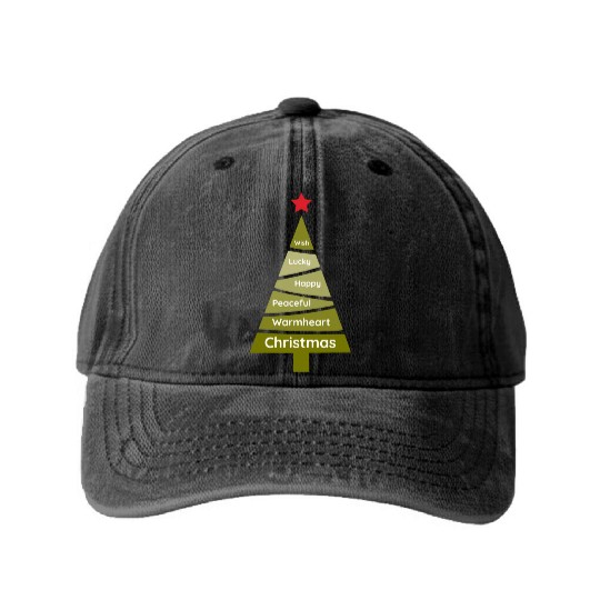 Minimalist Lime Green Christmas Pine Washed Denim Baseball Caps