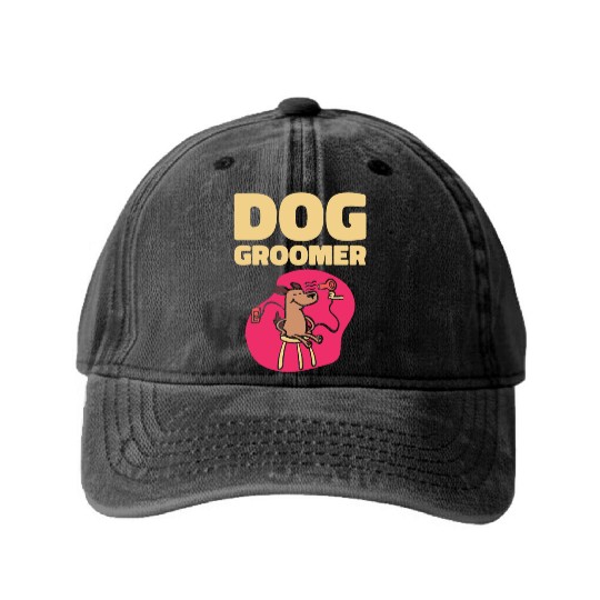Dog Groomer Canine Grooming Hygiene Washed Denim Baseball Caps