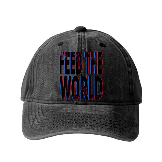 quot Feed The World quot Essential Washed Denim Baseball Caps