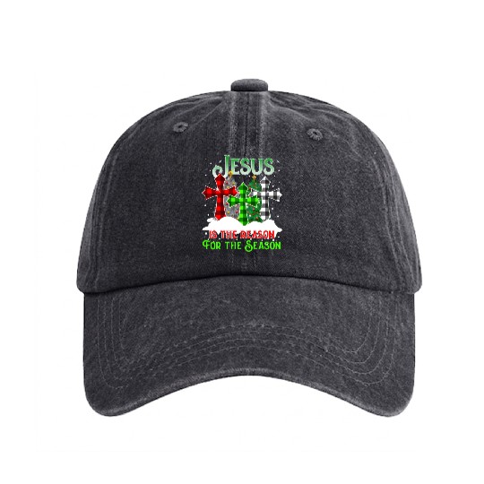 Jesus Is the Reason for the Season Holiday Christm Washed Denim Baseball Caps