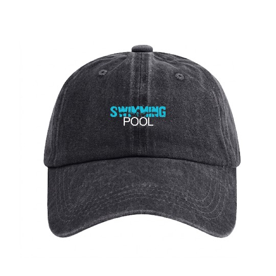 Vintage Swimming Pool Case Cool Design Washed Denim Baseball Caps