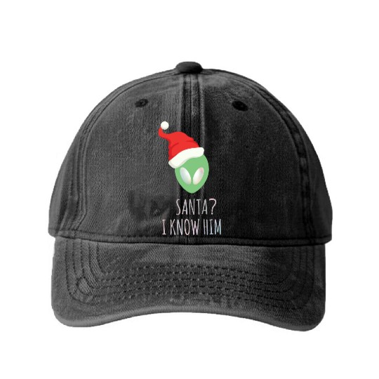 Santa? I know him. Merry Christmas. Happy New Year Washed Denim Baseball Caps