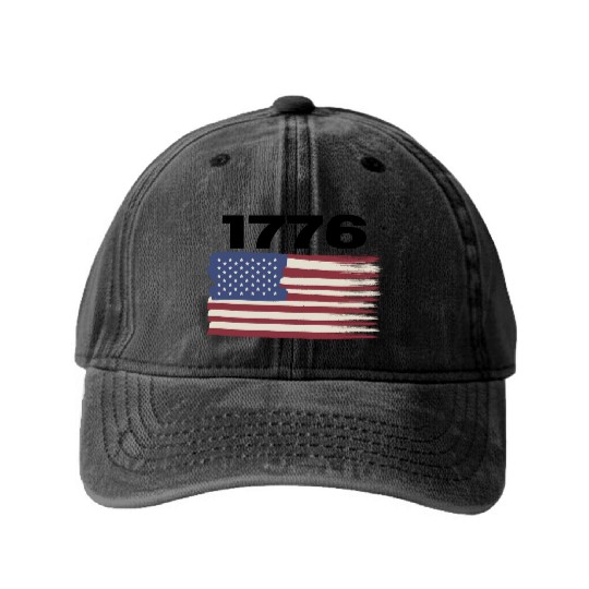 1776 | USA Flag| USA | America | United States Washed Denim Baseball Caps