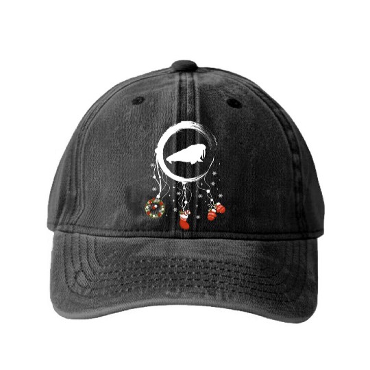 Winter dreamcatcher Christmas Walrus Washed Denim Baseball Caps