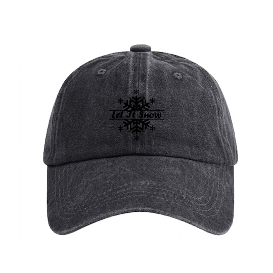 Let it snow in Christmas Washed Denim Baseball Caps