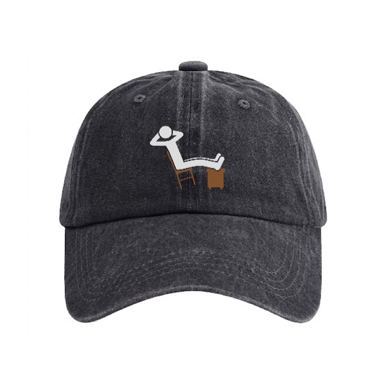 Chill man chair icon Washed Denim Baseball Caps